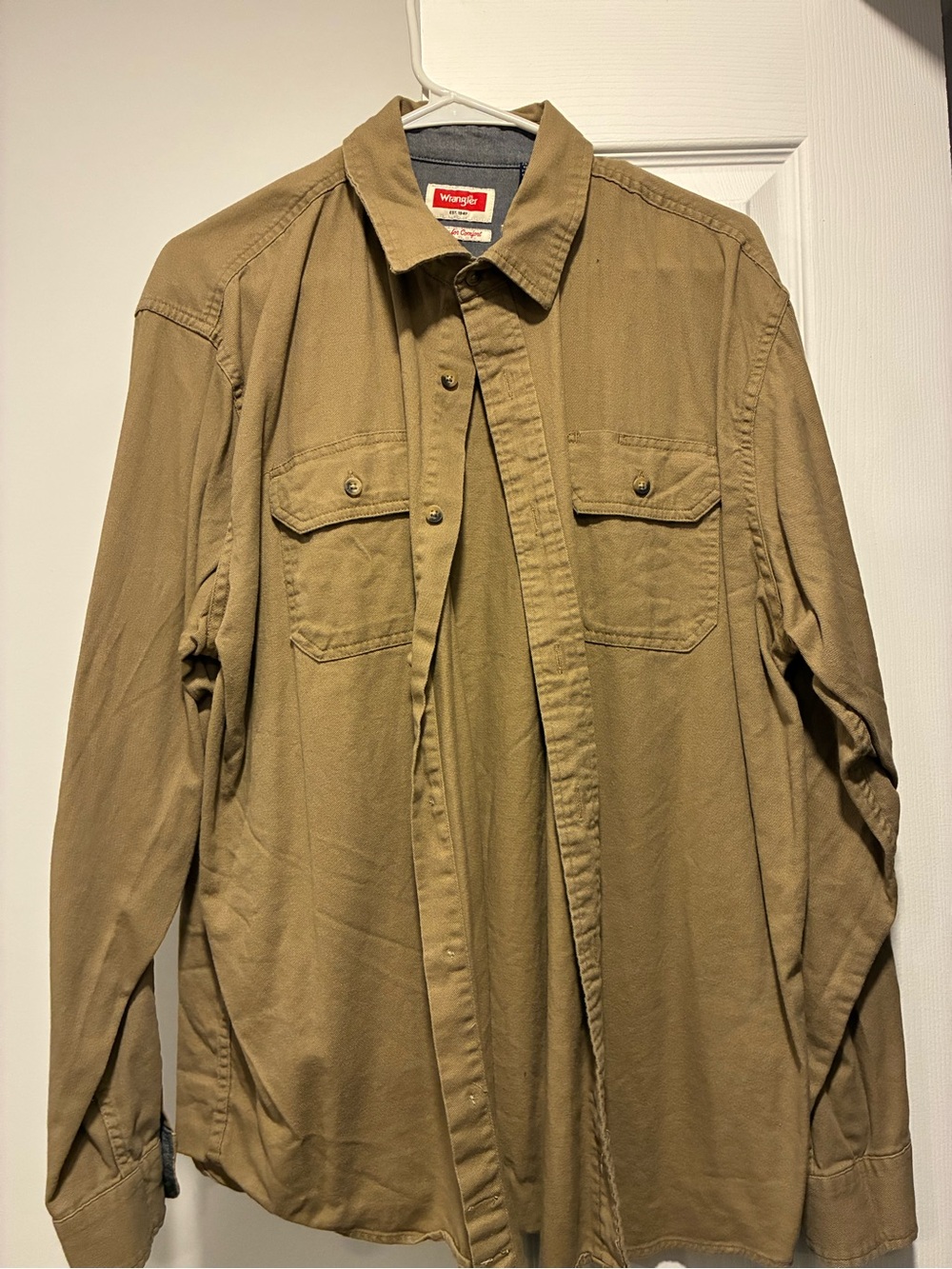 Wrangler Khaki Work-Style Button-Up Shirt